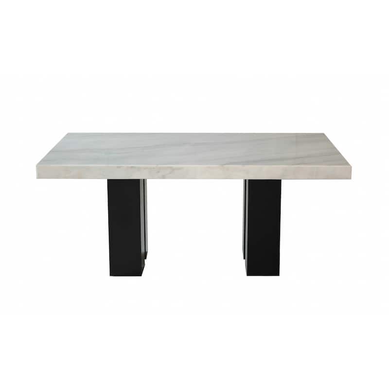 Steve Silver Mhlanga White Marble Rectangle 7-piece Counter-height Dining Set