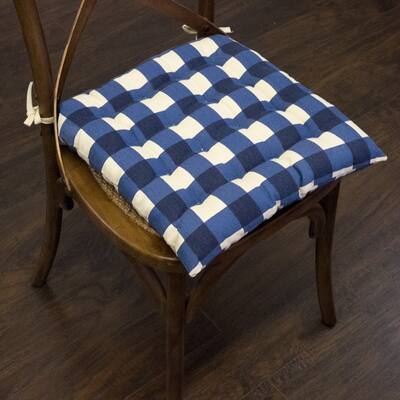 Buffalo Check Tufted Chair Pads (16"x16") Navy - 16"x16"