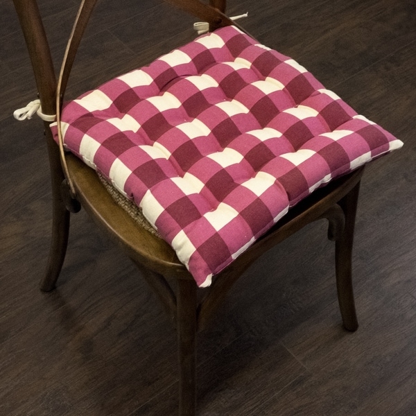 Buffalo Check Tufted Chair Pads (16"x16") Burgundy - 16"x16"