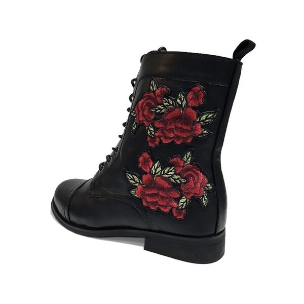 rose embroidered boots
