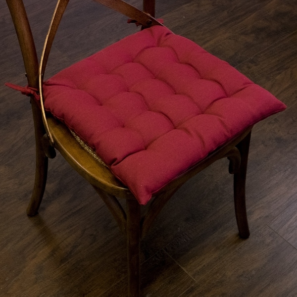 Burgundy Tufted Chair Pads (16"x16") - 16"x16"