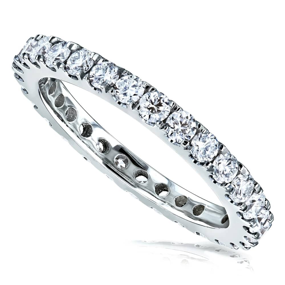 Kobelli 1 Carat Lab Grown Diamond Solid 14k Gold Prong Eternity Women's Wedding Band