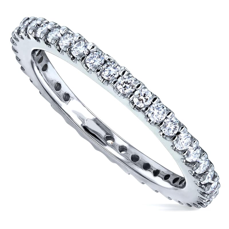 Kobelli 0.50 Carats Lab Grown Diamond 14k Solid Gold Round Eternity Prong-set Women's Wedding Band - 8.5 - White