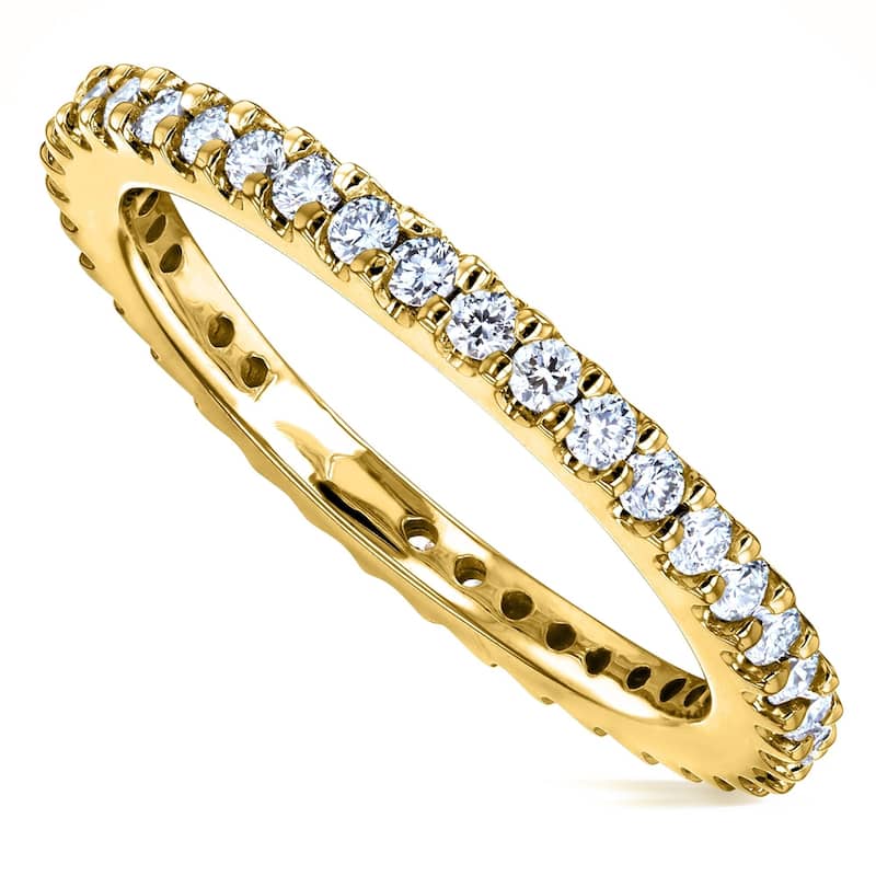 Kobelli 0.50 Carats Lab Grown Diamond 14k Solid Gold Round Eternity Prong-set Women's Wedding Band - 10.5 - Yellow