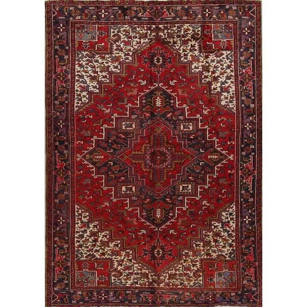Shop Vintage Heriz Geometric Hand Knotted Wool Persian Area Rug 10 10 X 7 8 On Sale Overstock 27030207