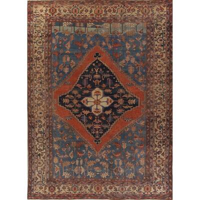 Antique Heriz Medallion Hand Knotted Wool Persian Large Area Rug - 15'0" x 11'1"