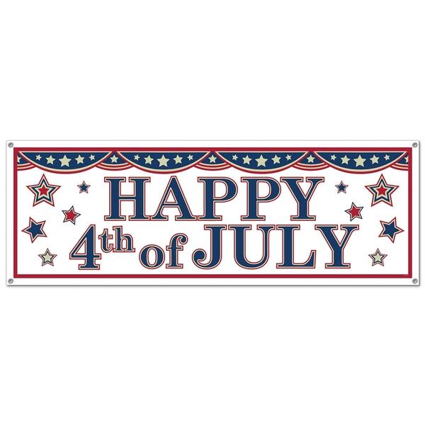 Beistle 5' x 21" All Weather Patriotic Theme 4th of July Sign Banner - 12 Pack (1/Pkg). Opens flyout.