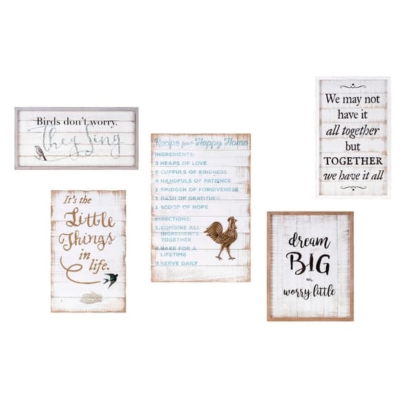 Wooden Rectangular Wall Decor With Inspirational Quotes Set Of Five Multicolor On Sale Overstock 27031275