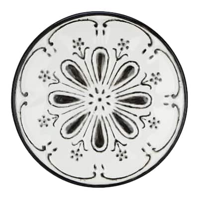 Classic Style Iron Wall D�cor with Unique Floral Design, White and Black
