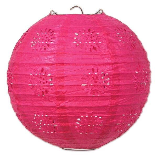 Beistle 8" General Occasion Hanging Lace Paper Lanterns, Cerise - 6 Pack (3/Pkg). Opens flyout.