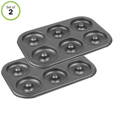 Evelots Mini Donut-bagel- Pan-Non Stick-Durable-6 Cavity ea.-Easy to Clean-Set/2