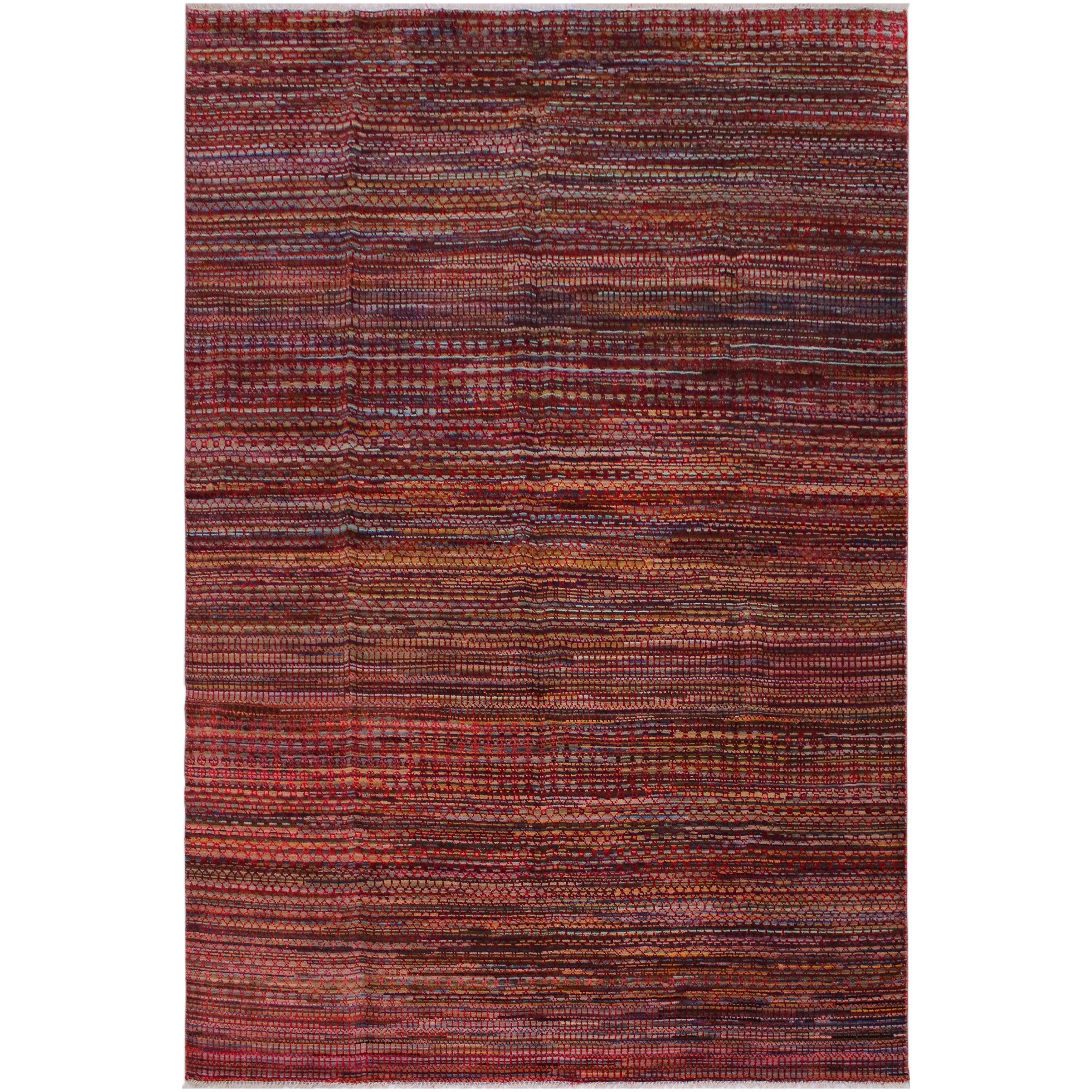 Fine Oushak Modern Zelda Red/Blue Wool Rug - 9'0 x 12'0 - 9 ft. 0 in. X 12 ft. 0 in. - 9 ft. 0 in. X 12 ft. 0 in.