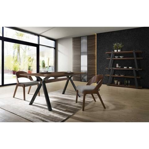 Modrest Runyon Modern Walnut & Grey Fabric Dining Set