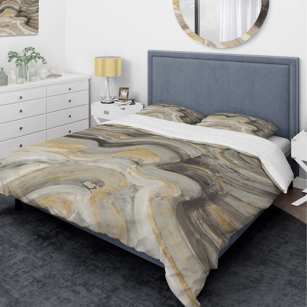 Designart 'Glam Gold Canion' Glam Bedding Set Full/Queen ...