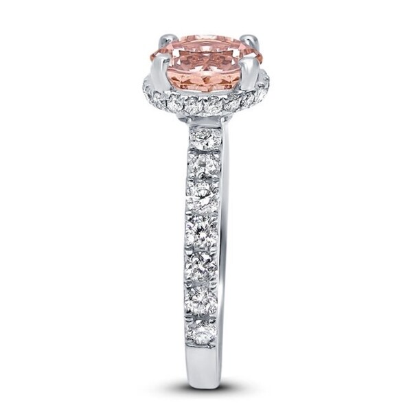 Color H-I, Clarity SI2-I1 Sterling Silver Diamond /& Rose de France Pink Quartz Ring