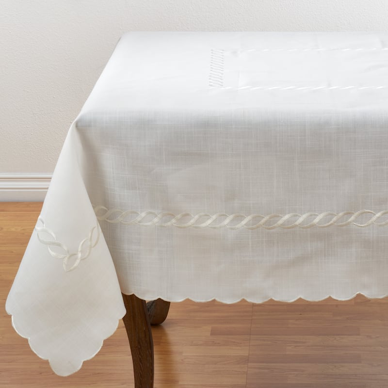 Stylish Tablecloth With Embroidered Braid Design - 67 " x 67"