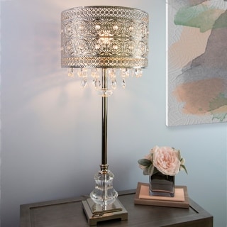 Silver Orchid Pollard Polished Nickel And Crystal 1 Light Buffet Table Lamp 12 2 L X 12 2 W X 28 75 H On Sale Overstock 27032845