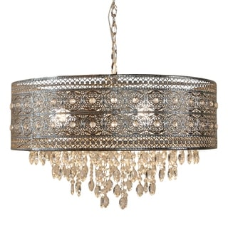 24"W Brielle Polished Nickel and Crystal 3-Light Chandelier - 23.625"L x 23.625"W x 15"H - Chandeliers For Bedrooms by Overstock.com