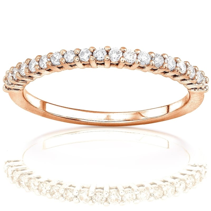 Annello by Kobelli 14k Gold 1/4ct Lab Grown Diamond Prong Semi-Eternity Women's Wedding Band