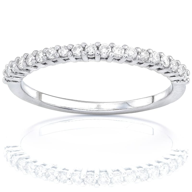 Annello by Kobelli 14k Gold 1/4ct Lab Grown Diamond Prong Semi-Eternity Women's Wedding Band