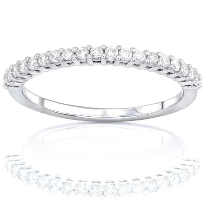 Annello by Kobelli 14k Gold 1/4ct Lab Grown Diamond Prong Semi-Eternity Women's Wedding Band