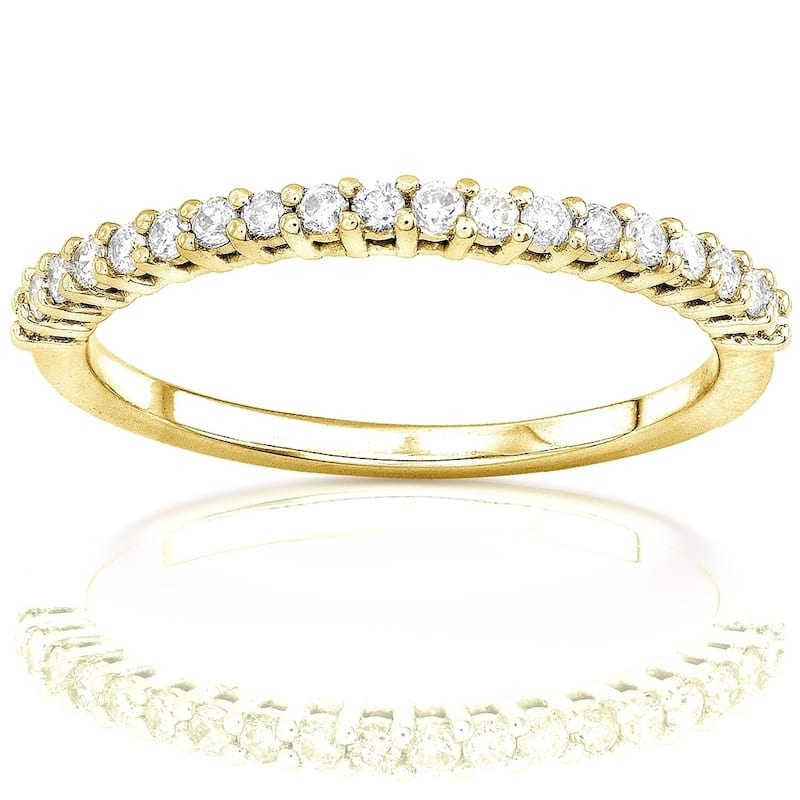 Annello by Kobelli 14k Gold 1/4ct Lab Grown Diamond Prong Semi-Eternity Women's Wedding Band