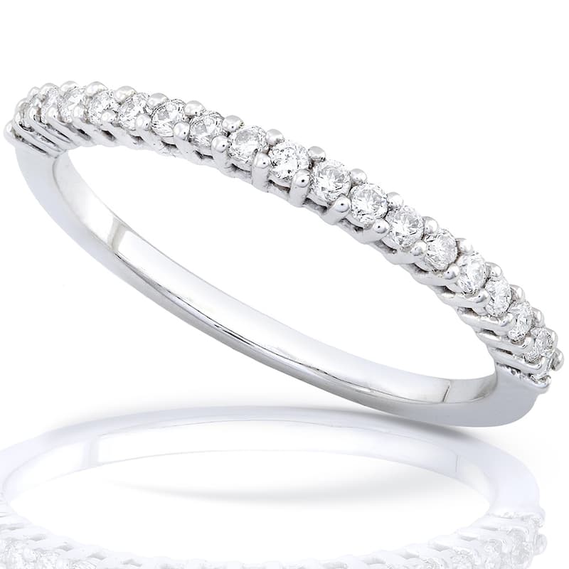 Annello by Kobelli 14k Gold 1/4ct Lab Grown Diamond Prong Semi-Eternity Women's Wedding Band