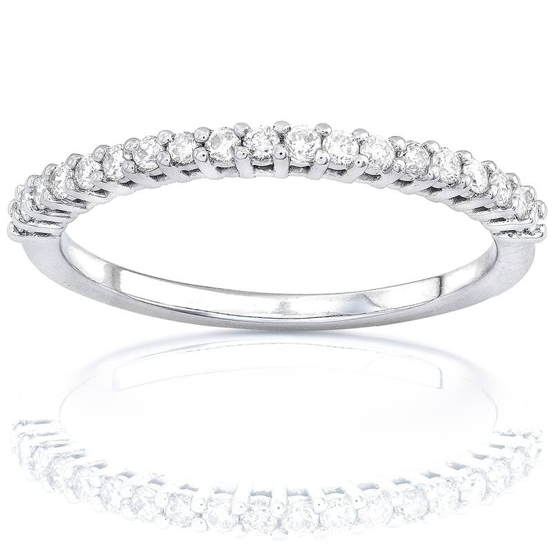 Kobelli 0.25 Carats Lab Grown Diamond Solid 14k Gold Half Eternity Women's Ridged Wedding Band