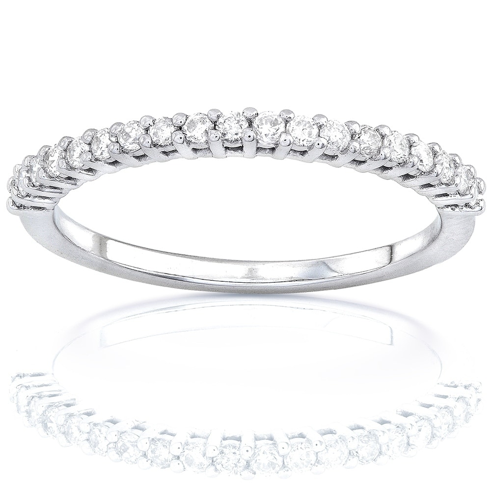 Kobelli 0.25 Carats Lab Grown Diamond Solid 14k Gold Half Eternity Women's Ridged Wedding Band