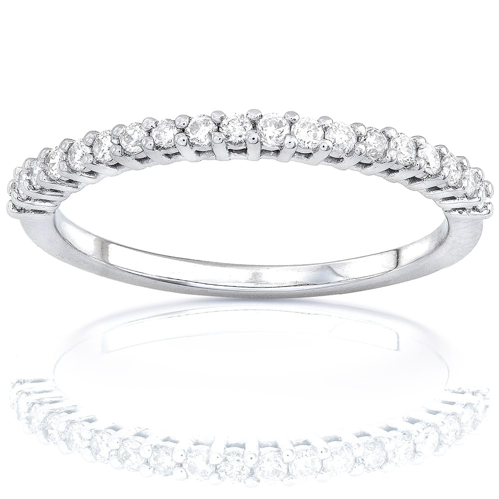 Kobelli 0.25 Carats Lab Grown Diamond Solid 14k Gold Half Eternity Women's Ridged Wedding Band