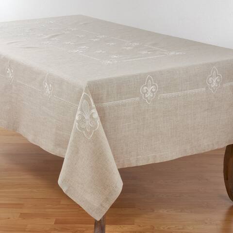 Elegant Tablecloth with Embroidered Fleur-de-Lis Design