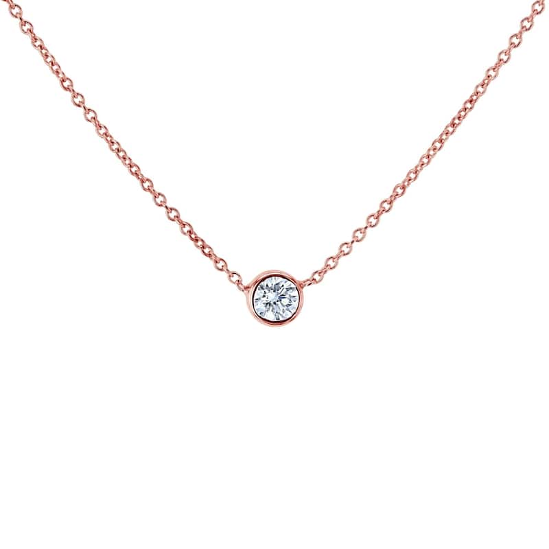 Annello by Kobelli 14k Gold 1/6 Carat Lab Grown Diamond Solitaire Bezel 16" Necklace - Multiple Color Options