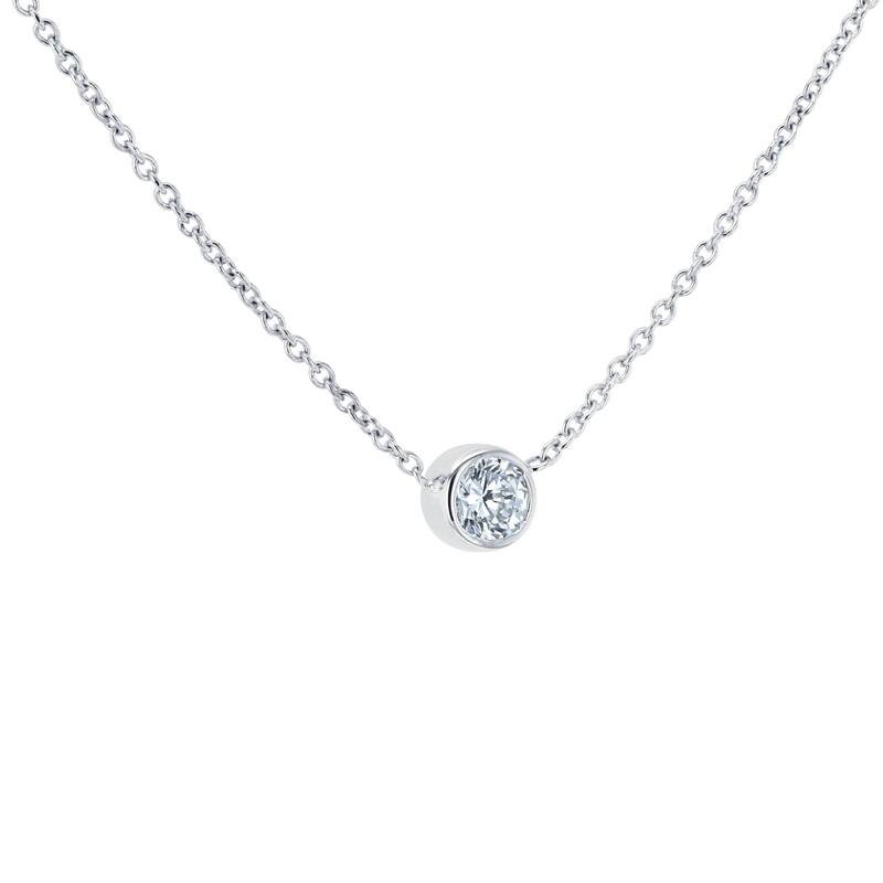 Annello by Kobelli 14k Gold 1/6 Carat Lab Grown Diamond Solitaire Bezel 16" Necklace - Multiple Color Options