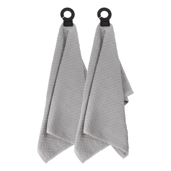 Ritz Hook and Hang Woven Kitchen Towel, Set of 2 - Black