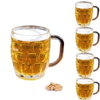 Set of 4 Dimple Stein German Irish Beer Glass Mug With Large Handle -16 ...