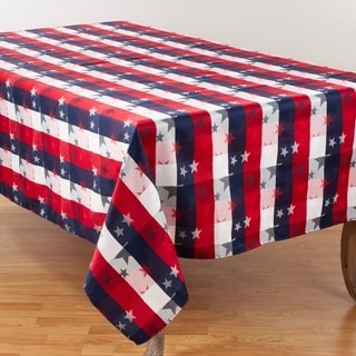 Patriotic Plaid & Star Design Table Tablecloth
