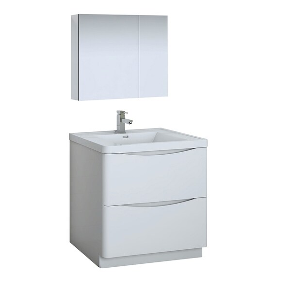 Fresca Tuscany 32" Glossy White Free Standing Modern Bathroom Vanity w/ Medicine Cabinet