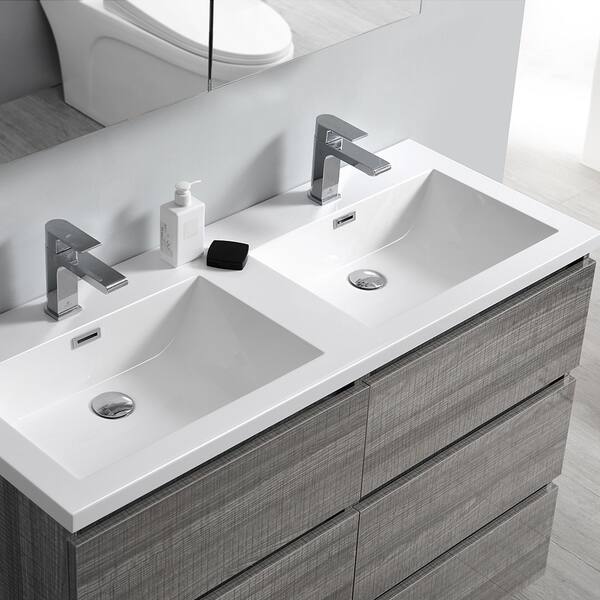 Shop Fresca Lazzaro 48 Glossy Ash Gray Free Standing Double Sink