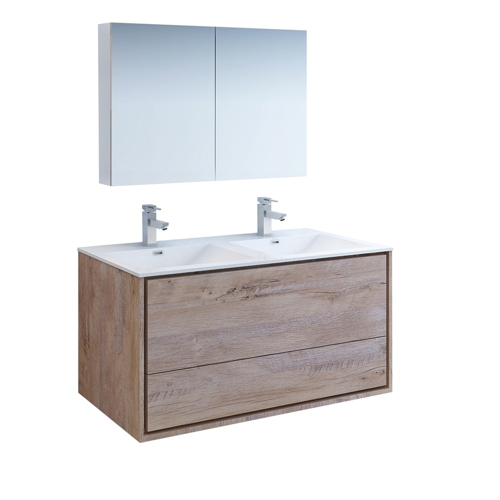 Shop Fresca Catania 48 Rustic Natural Wood Wall Hung Double Sink