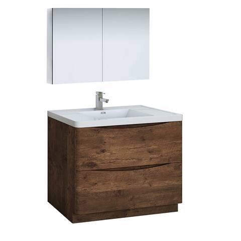 Fresca Tuscany 40" Rosewood Free Standing Modern Bathroom Vanity w/ Medicine Cabinet