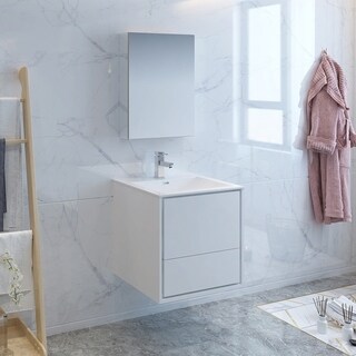 Fresca Catania 24" Glossy White Wall Hung Modern Bathroom Vanity w/ Medicine Cabinet