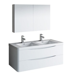 Shop Fresca Mezzo White 48-inch Wall Hung Double Sink ...