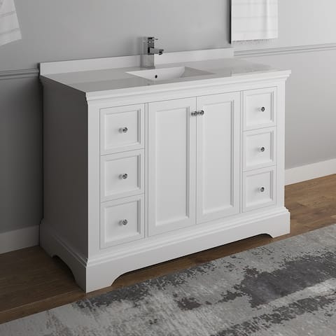 Fresca Windsor 48" Matte White Traditional Bathroom Cabinet w/ Top & Sink