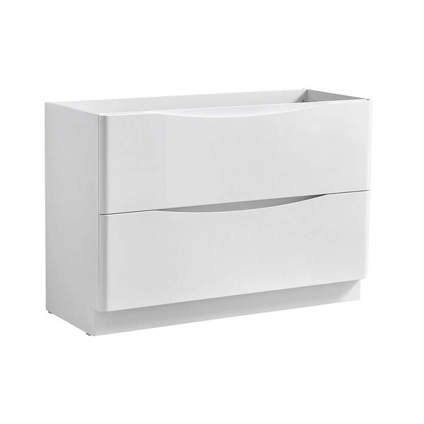 Fresca Tuscany 48" Glossy White Free Standing Double Sink Modern Bathroom Cabinet