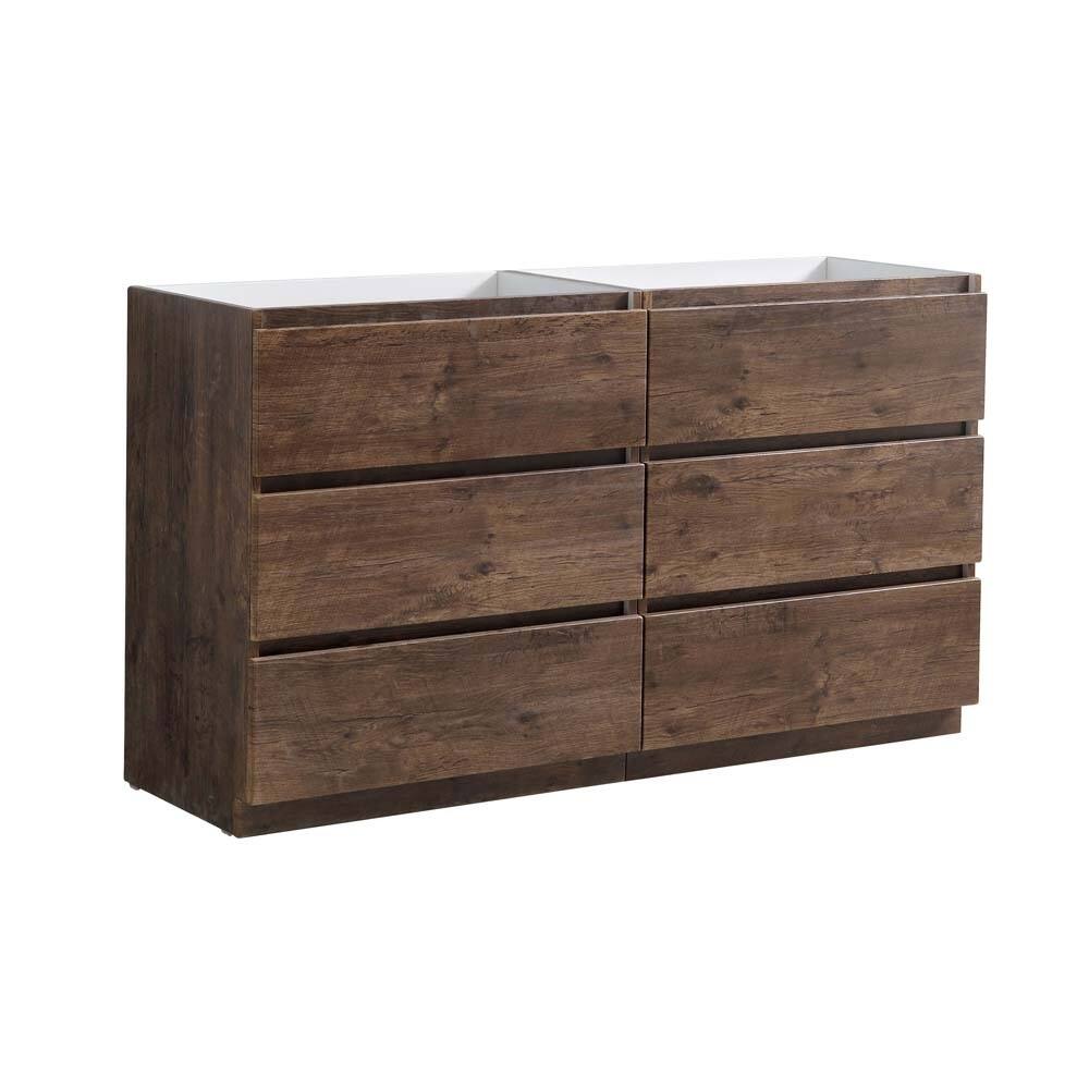 Fresca Lazzaro 60" Rosewood Free Standing Double Sink Modern Bathroom Cabinet