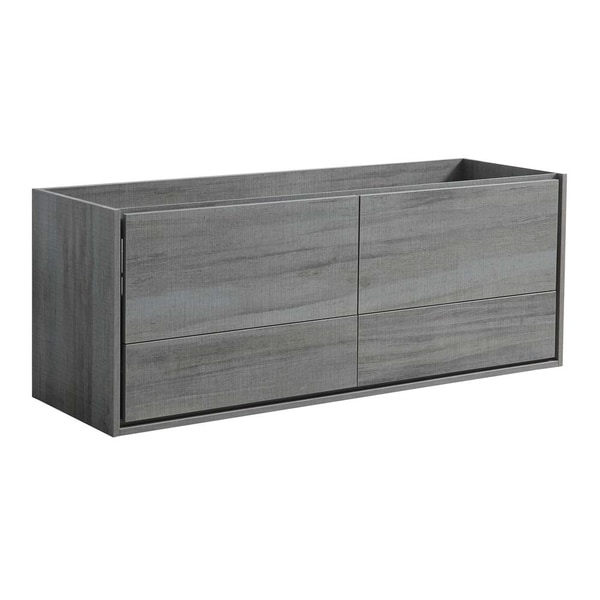 Fresca Catania 60" Ocean Gray Wall Hung Double Sink Modern Bathroom Cabinet