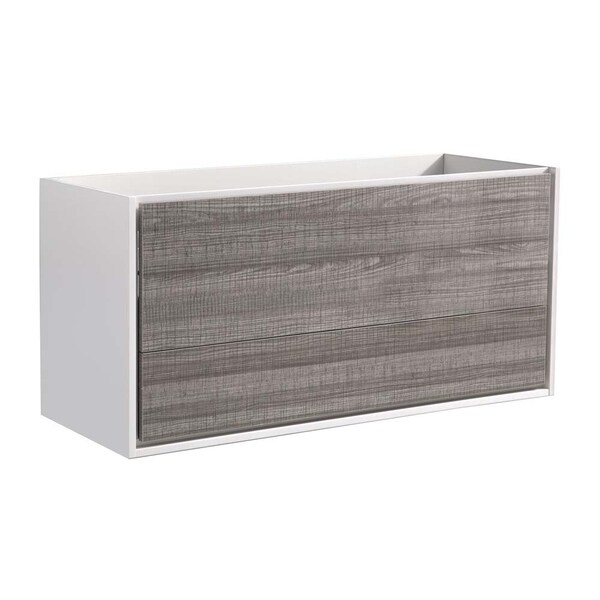 Fresca Catania 48" Glossy Ash Gray Wall Hung Double Sink Modern Bathroom Cabinet