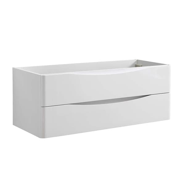 Fresca Tuscany 48" Glossy White Wall Hung Double Sink Modern Bathroom Cabinet
