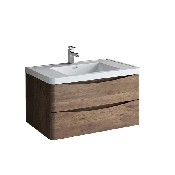 Fresca Tuscany 36" Rosewood Wall Hung Modern Bathroom Cabinet w/ Integrated Sink