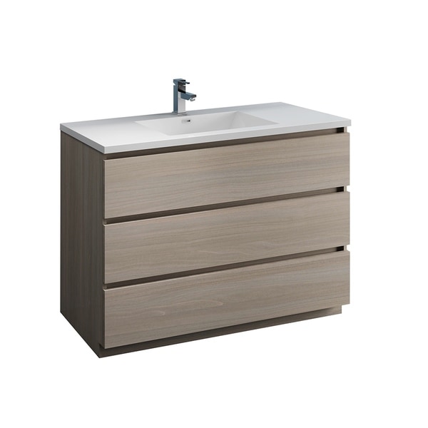 Fresca Lazzaro 48" Gray Wood Free Standing Modern Bathroom Cabinet w/ Integrated Sink